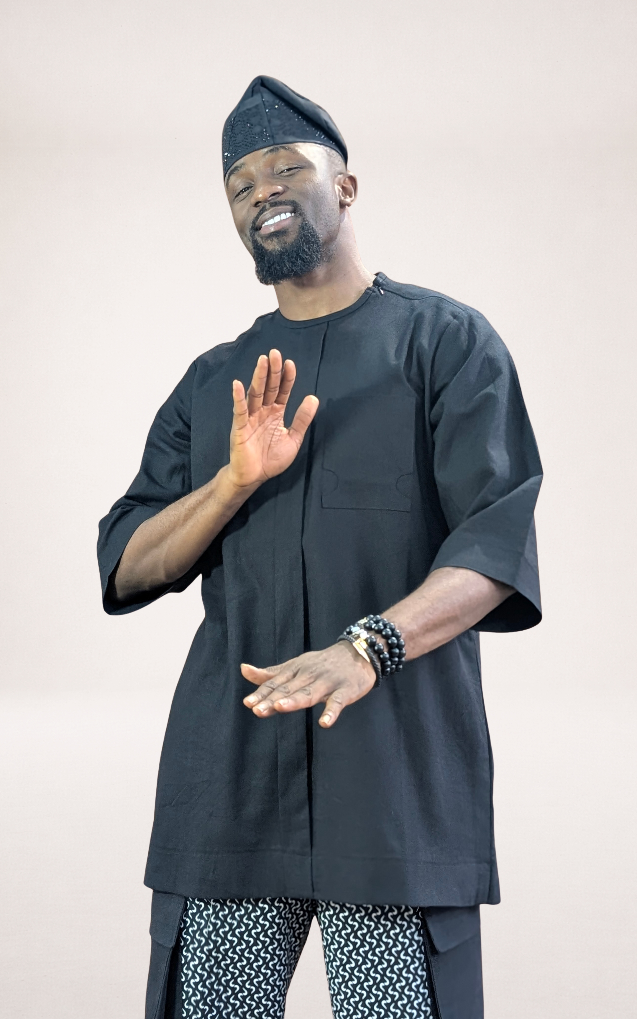 Black Native Shirt /w Black & White Adire Trousers and Black Cap - page 8
