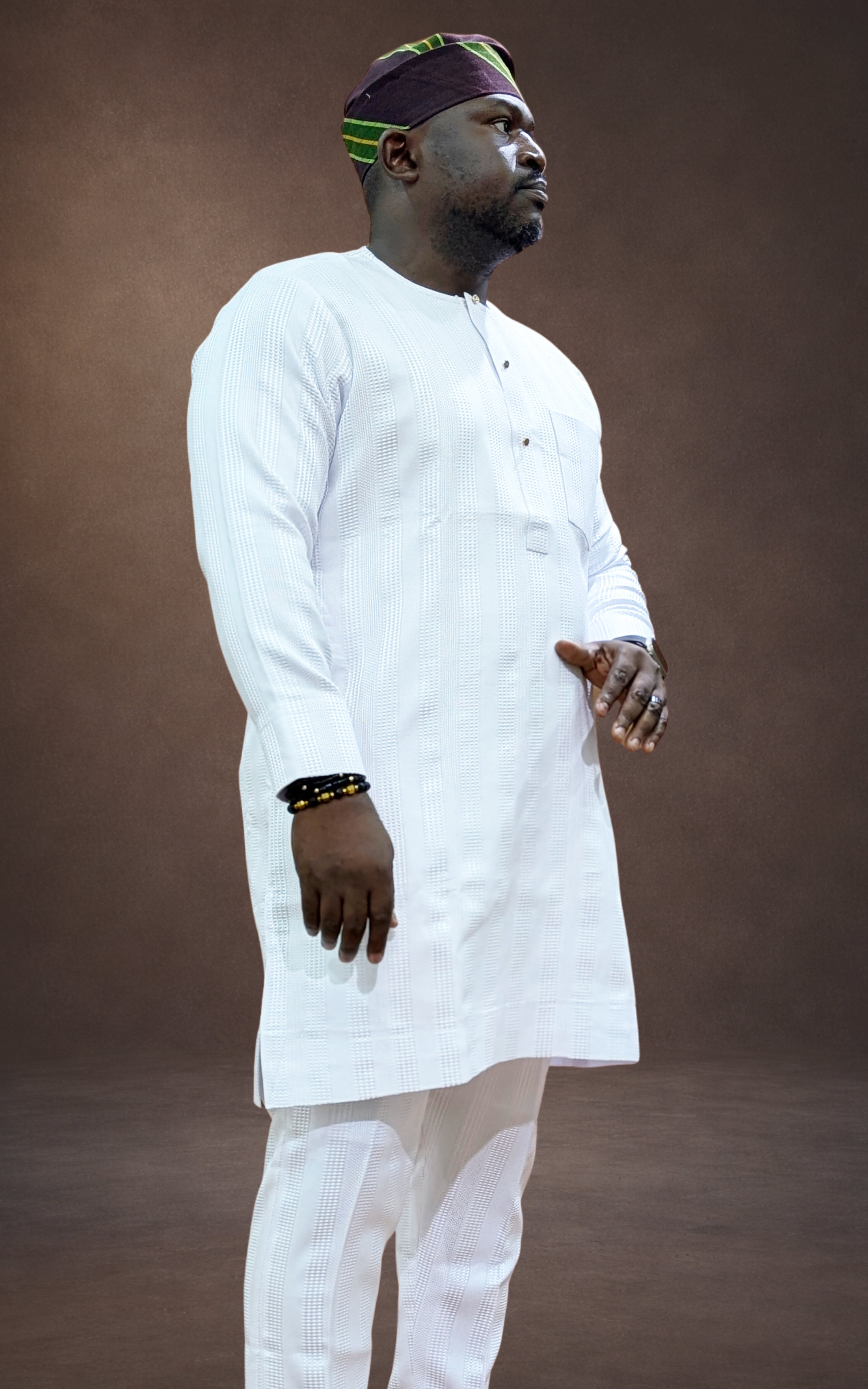 White Textured Kaftan Set - page 2